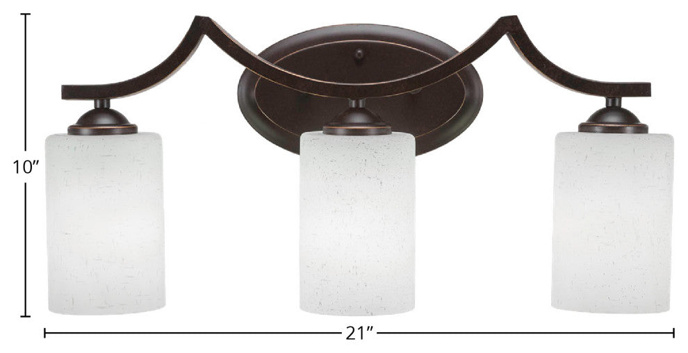Zilo 3-Light Bath Bar, Dark Granite Finish With 4" White Muslin Glass