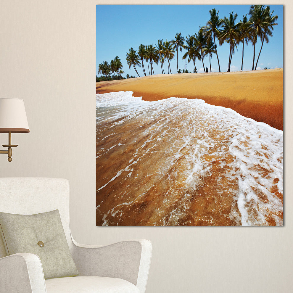 Beautiful Beach with Row of Palms, Seascape Canvas Art Print, 30"x40"