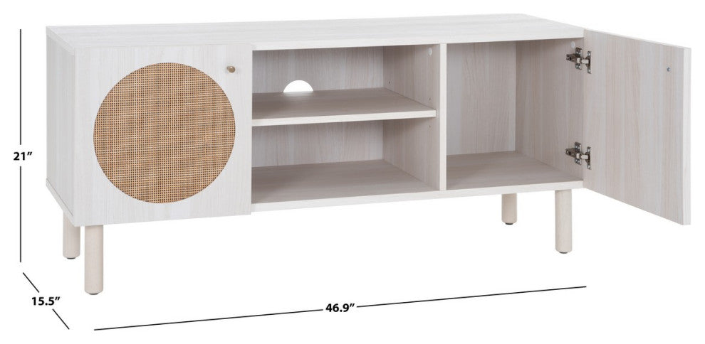 Safavieh Ophelia 2 Door 2 Shelf Media Stand, Bleached White/Natural