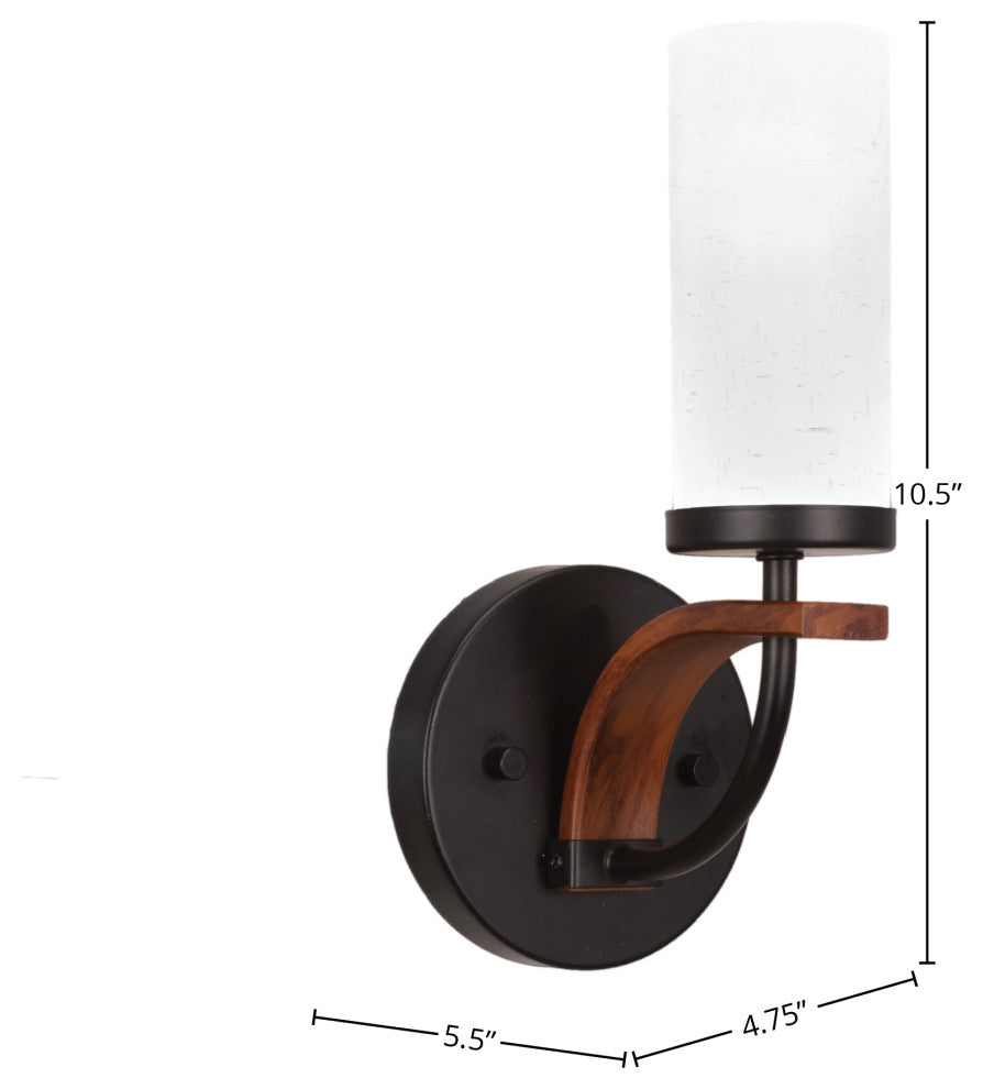 Monterey 1-Light Wall Sconce, Matte Black & Painted Distressed, White Muslin