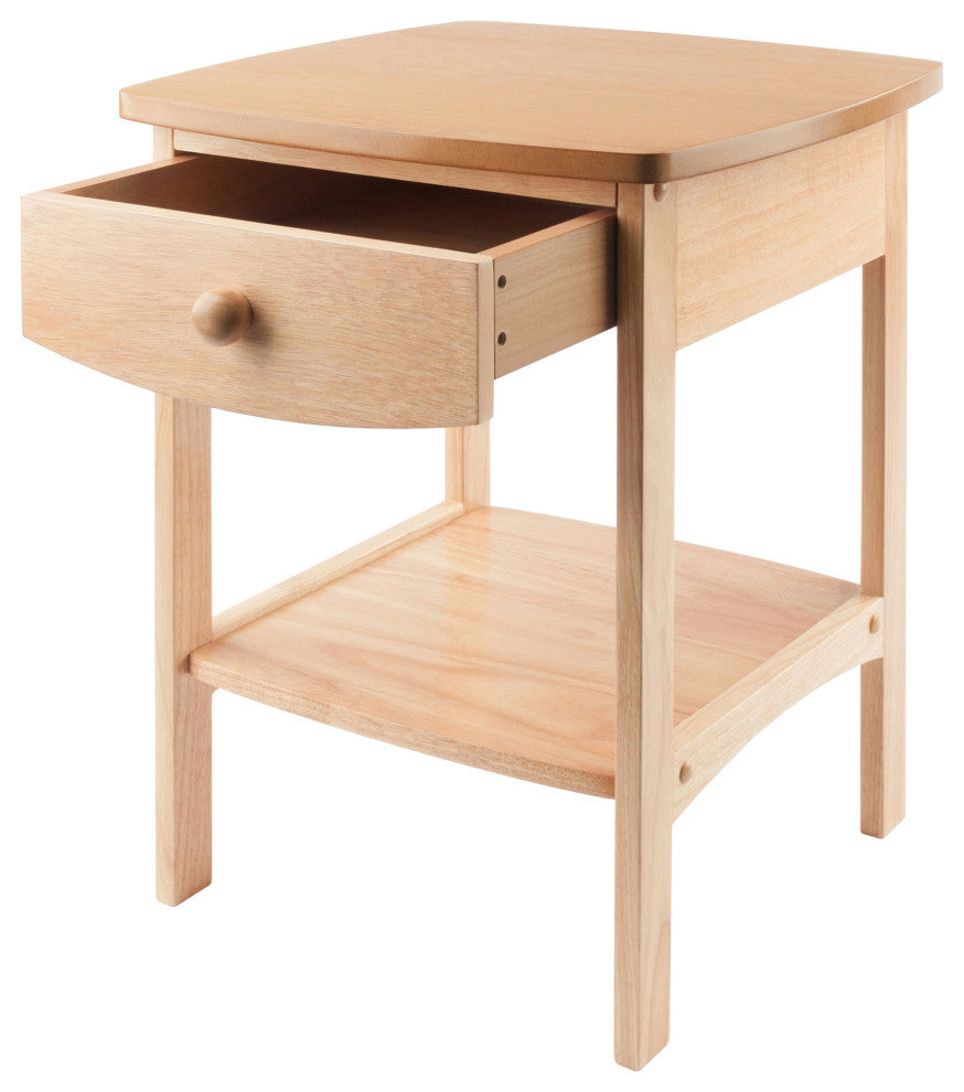Claire Curved Accent Table, Nightstand, Natural