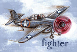 "Fighter Plane" by Reesa Qualia Painting Print Wrapped Canvas, 30x20