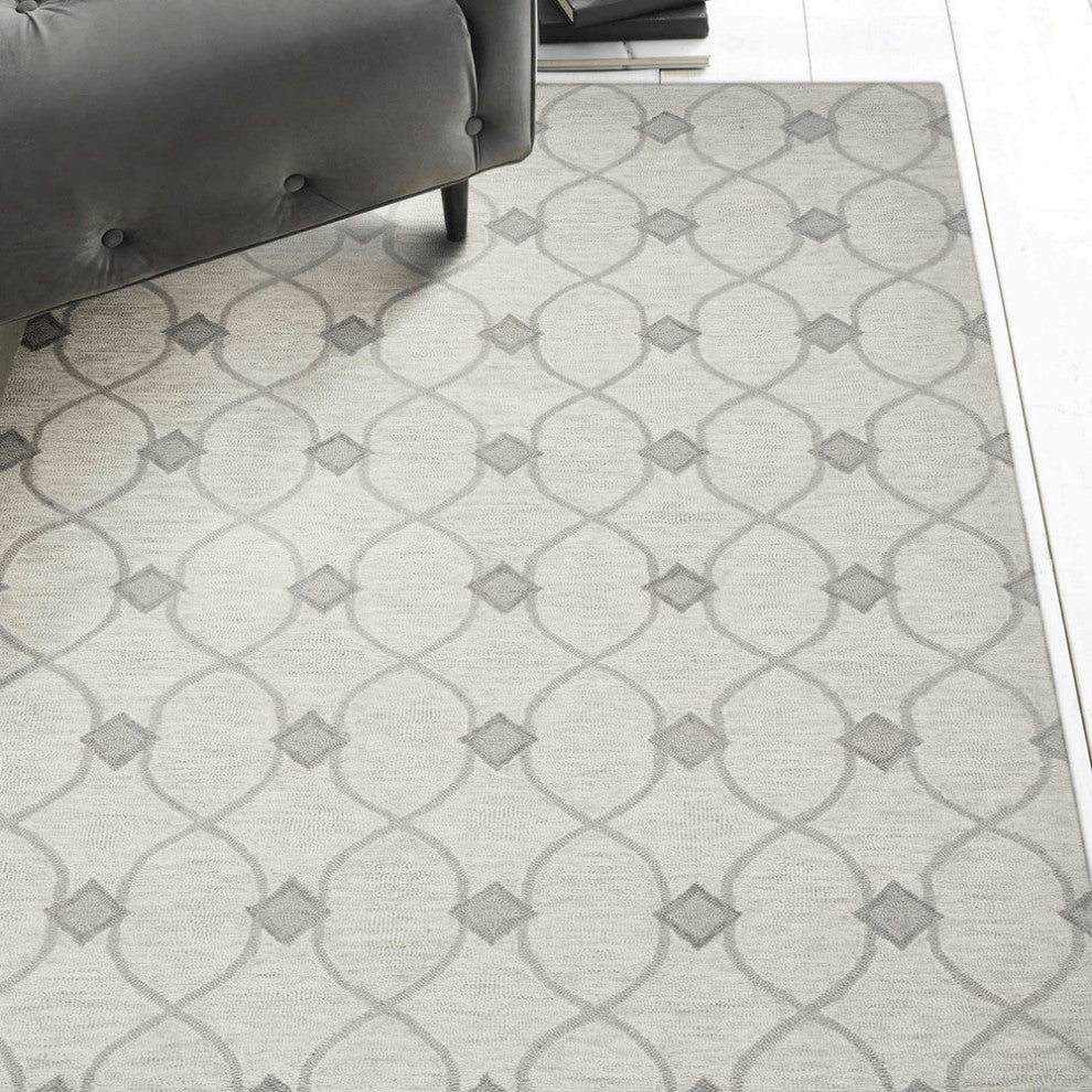 8'X10' Ivory Hand Tufted Ogee Indoor Area Rug