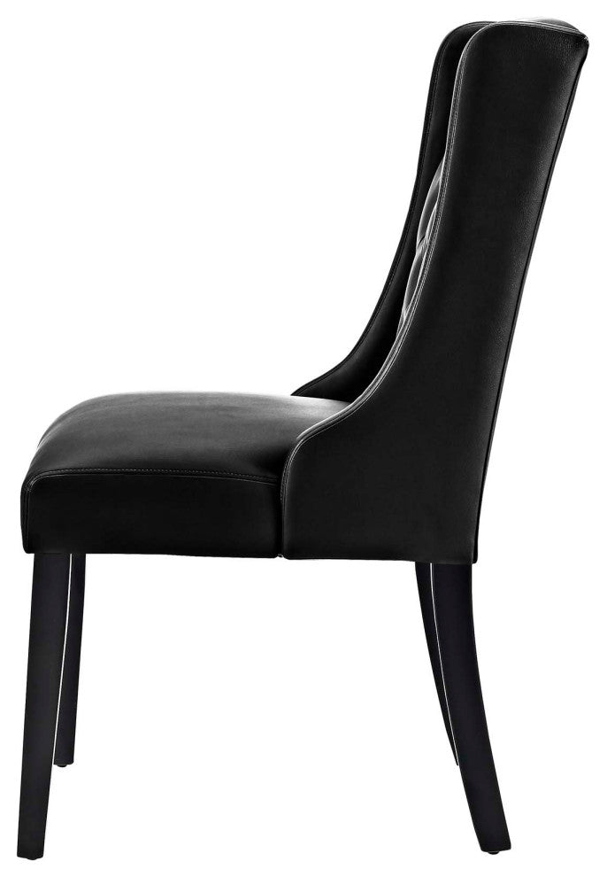 Side Dining Chair, Set of 2, Faux Leather, Black, Modern, Cafe Bistro Restaurant