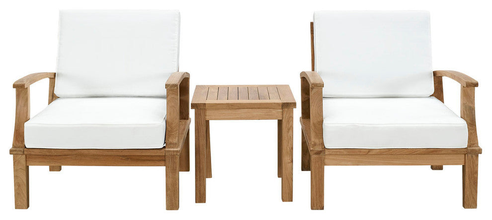 Natural White Marina 3-Piece Outdoor Patio Teak Set