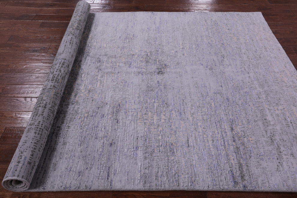 6' 1" X 8' 11" Handmade Abstract Wool and Silk Rug Q8717