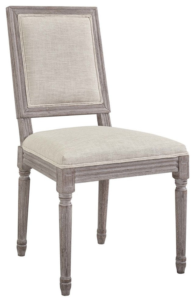 Court Dining Side Chairs Upholstered Fabric, Set of 2, Beige