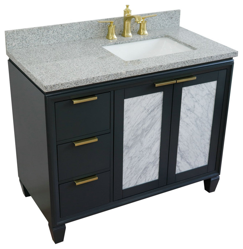 43" Single Vanity, Dark Gray Finish With Gray Granite