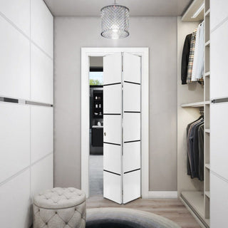 Bi-fold Doors 56 x 84 | Planum 0015 White Silk with  | Sturdy Tracks