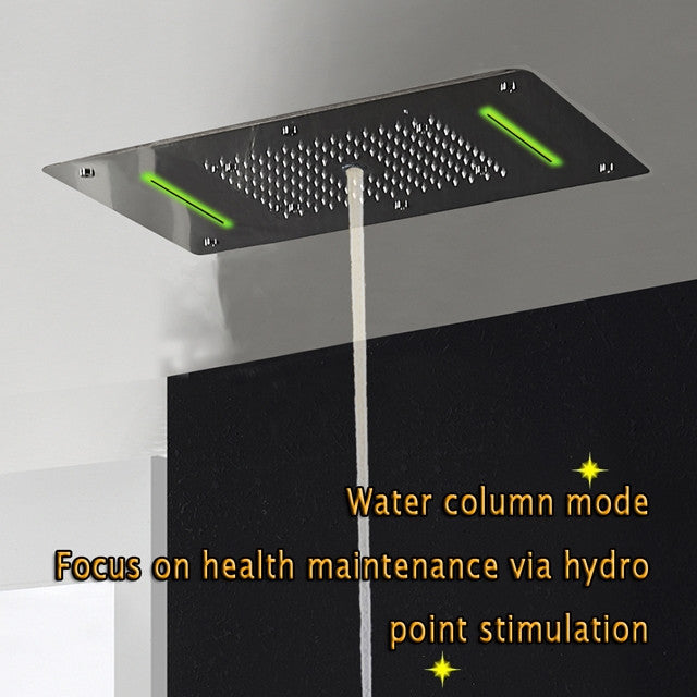 Led Mist Rainfall Shower System and Handheld Shower, Brushed Nickel