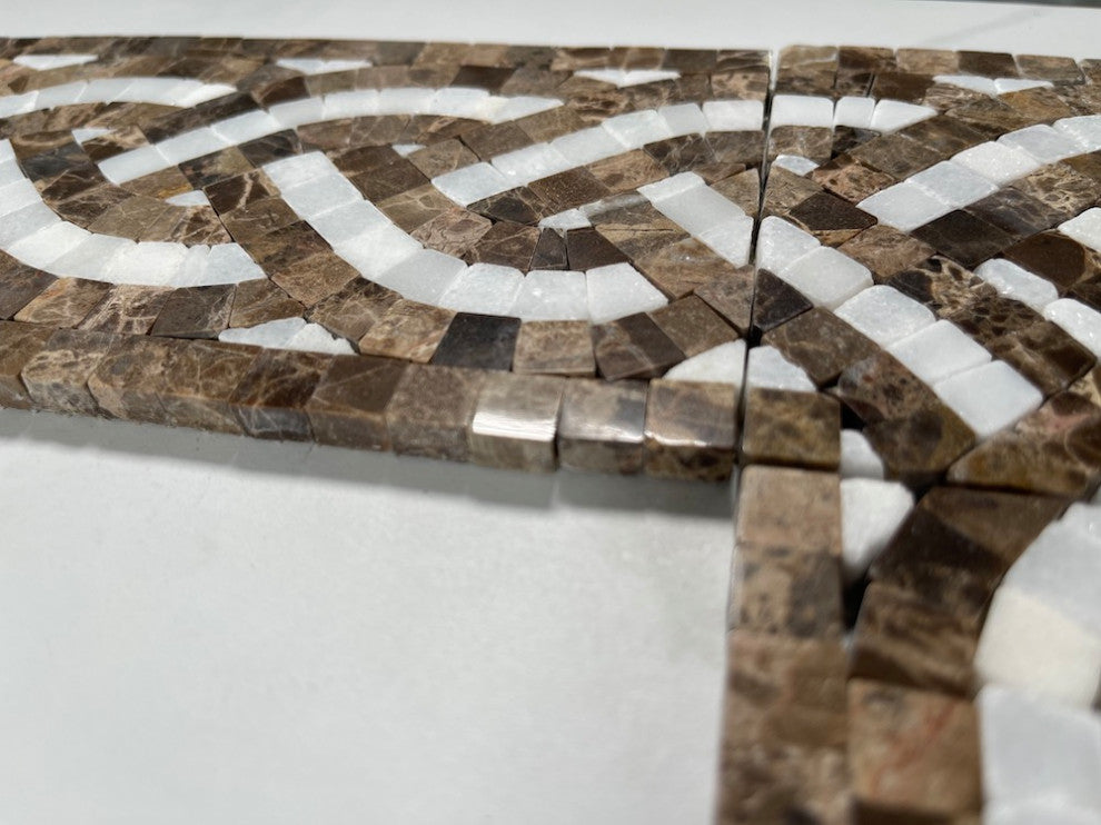 Marble Mosaic Border Listello Tile Braid White Jade 4x12 Polished, 1 piece