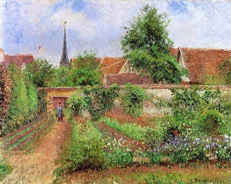Camille Pissarro Vegetable Garden in Eragny Overcast Sky Morning Wall Decal