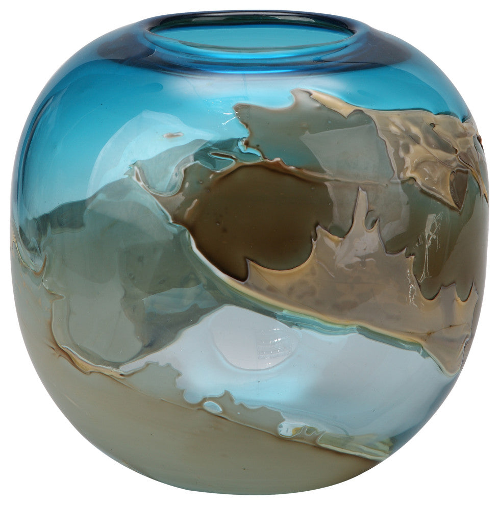 Contemporary Mystic Blue Vase Globe - Blue