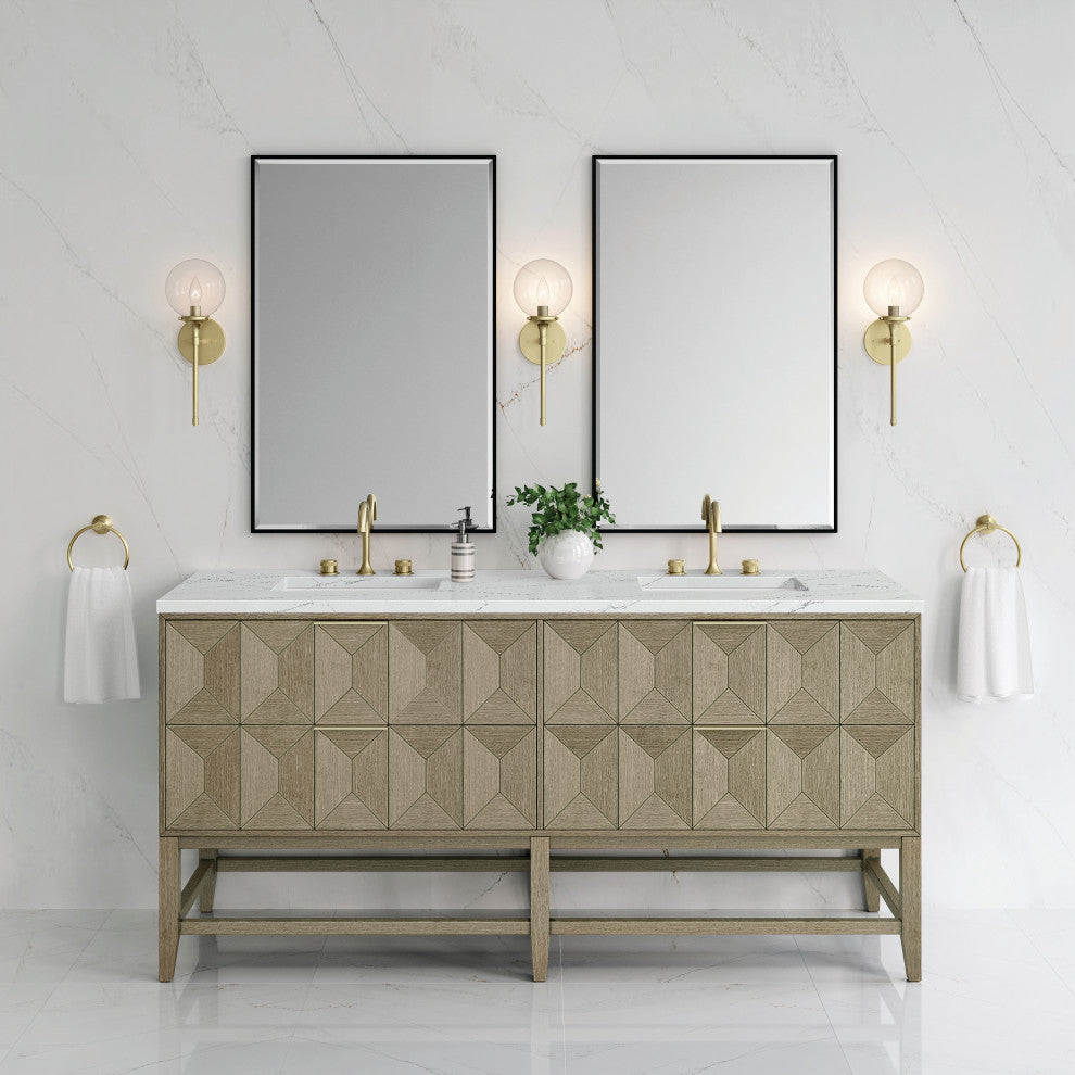 Emmeline 72" Double Vanity, Pebble Oak, Ethereal Noctis