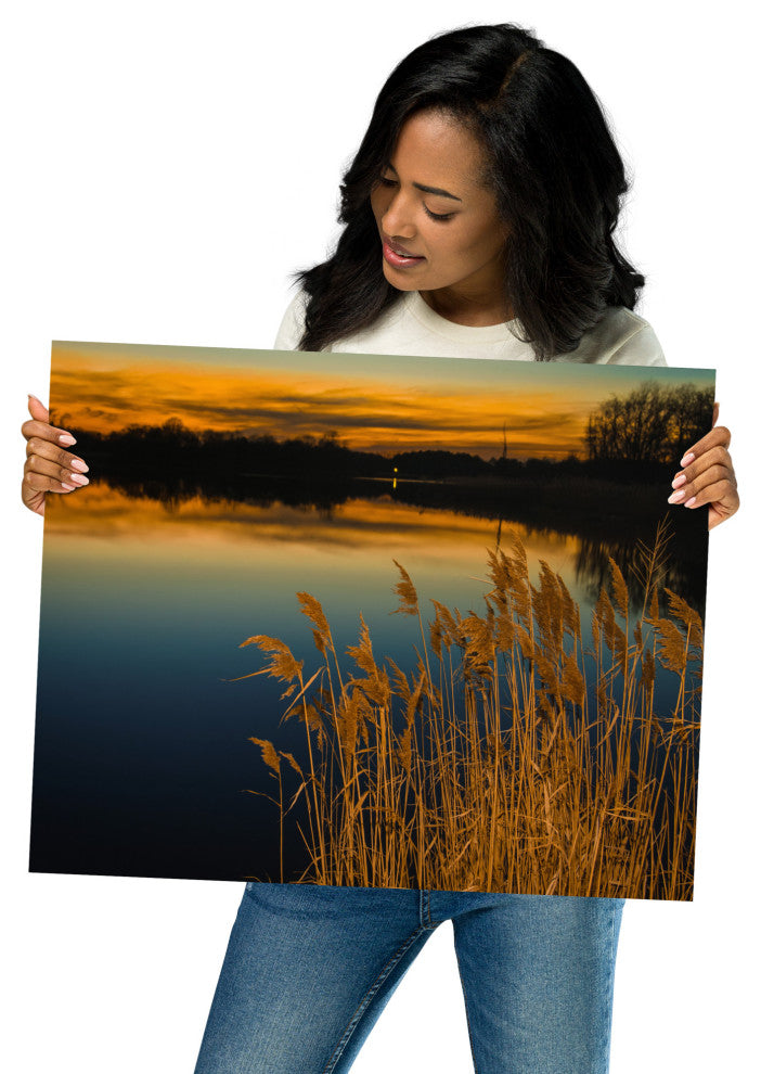 Farmhouse Art Decor: Sunset Reedy Point Landscape Photo Unframed Print, 16" X 20"