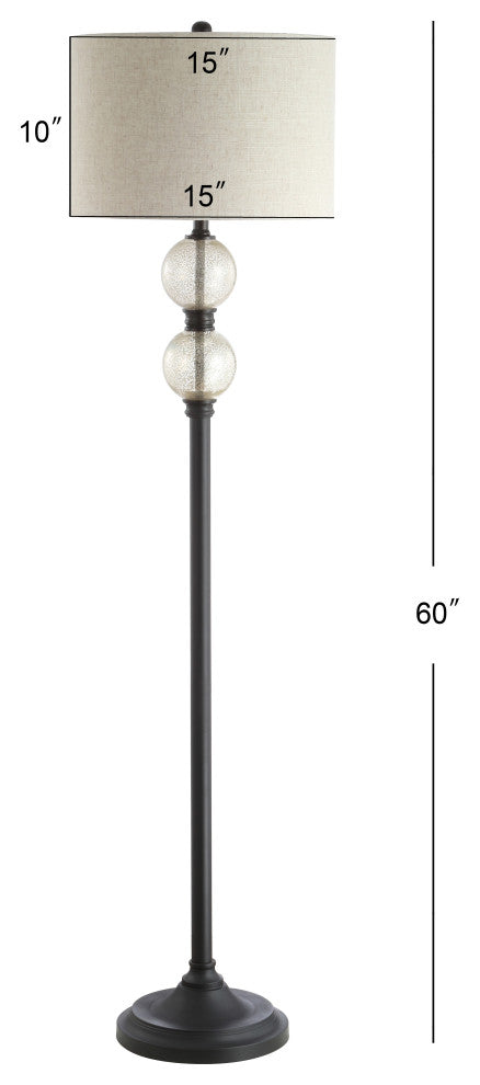 January 60" Glass, Metal LED Floor Lamp, Mercury Glass