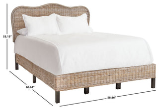 Safavieh Daejon Rattan Bed Grey/Espresso Queen