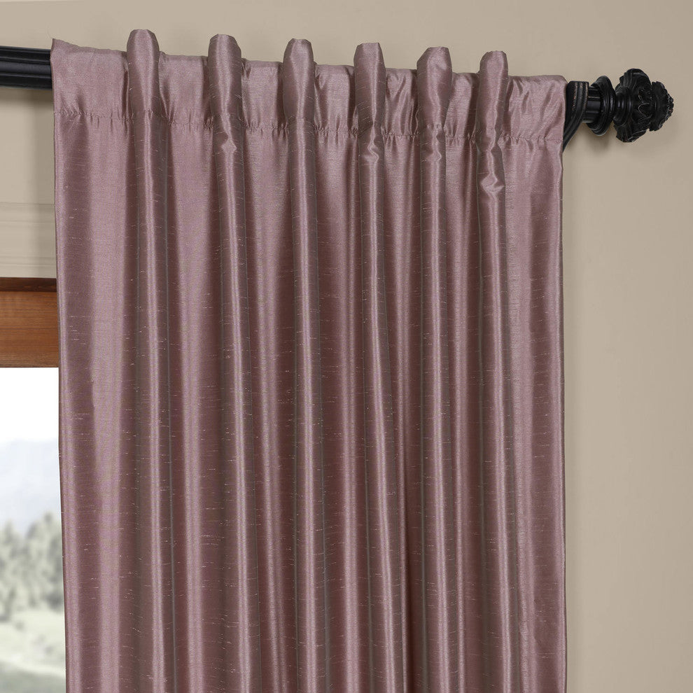 Smokey Plum Vintage Textured FauxDupioni Silk Curtain Single Panel, 50"x120"