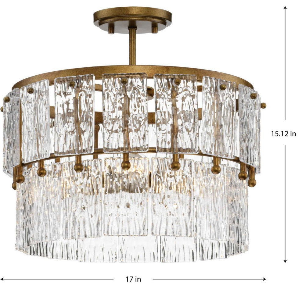 Chevall Collection 3-Light Modern Organic Pendant, Gold Ombre