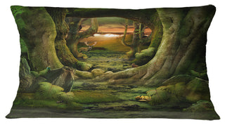 Green Paradise Tunnel Modern Landscape Printed Throw Pillow, 12"x20"