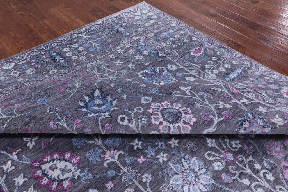 Hand Knotted Wool and Silk Persian Rug 9' 0" X 12' 3" Q8569
