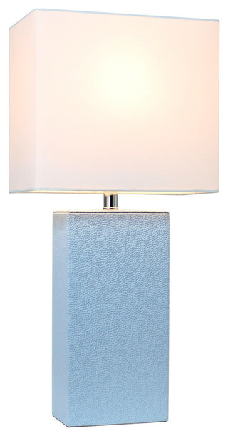 Elegant Designs Modern Leather Table Lamp With White Fabric Shade, Periwinkle
