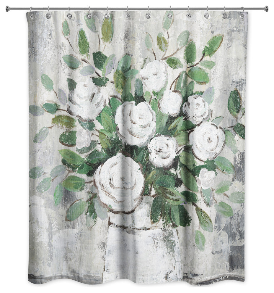 White Roses 71x74 Shower Curtain