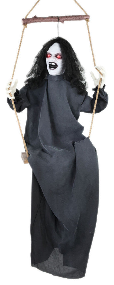 Animatronic Demon Woman on Swing, Lights and Sound