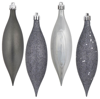 Four-Finish Finial Drop Christmas Ornament , Pewter, 5.5"
