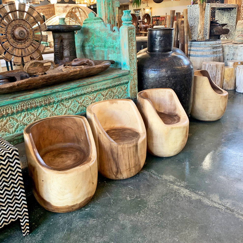 Monkey Pod Wood Scoop Seat