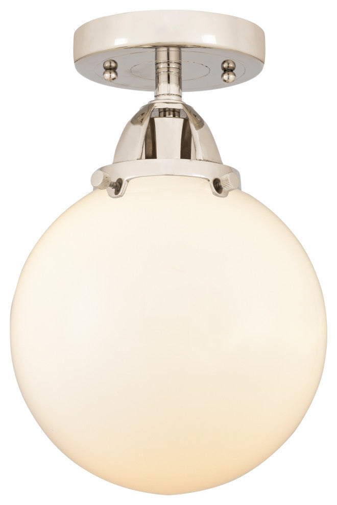 Beacon Semi-Flush Mount, Polished Nickel, Matte White, Matte White