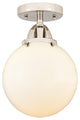 Beacon Semi-Flush Mount, Polished Nickel, Matte White, Matte White