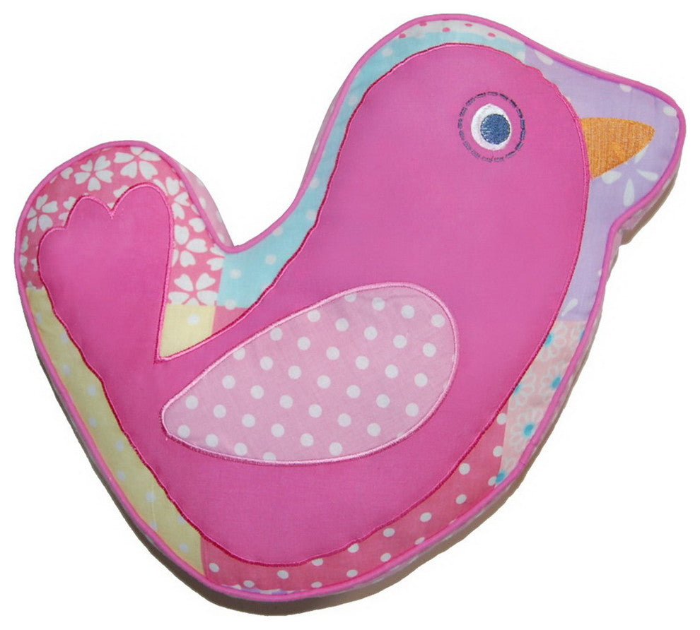 Owl Family Bird Patchwork Decorative Throw Pillow Dark Pink