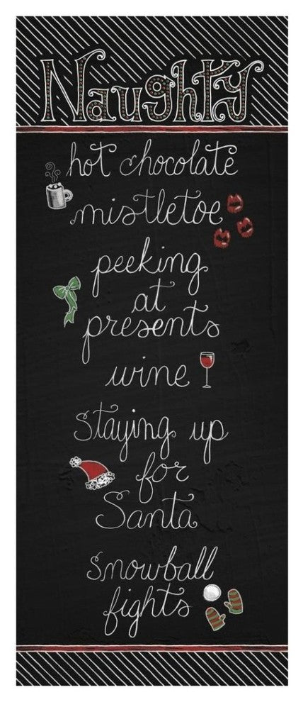 "Christmas Chalkboard Naughty" Digital Paper Print by Elyse DeNeige, 18"x42"