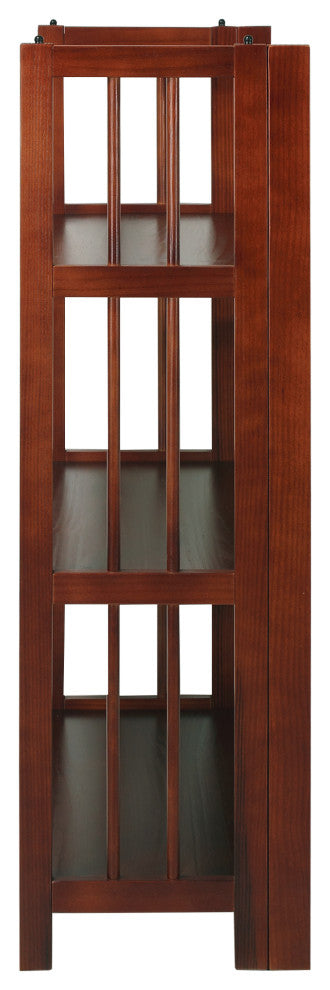 3-Shelf Folding Bookcase 14" Wide, Walnut