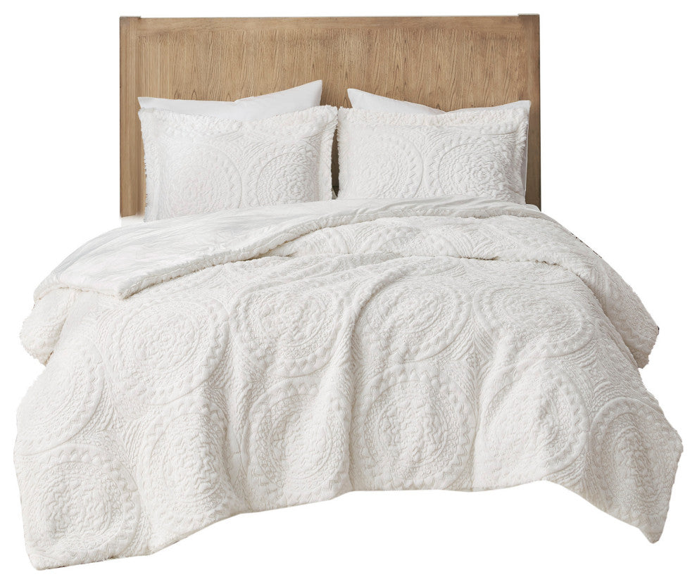 Madison Park Arya Medallion Faux Fur Plush Comforter Mini Set