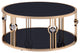 HomeRoots 40" X 40" X 18" Metal Glass Coffee Table and Gold and Black Glass
