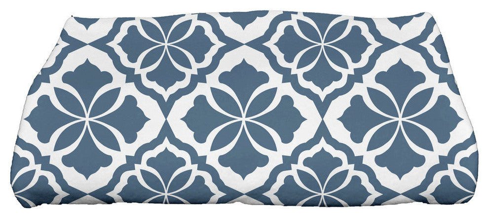 Ceylon, Geometric Print Bath Towel, Blue
