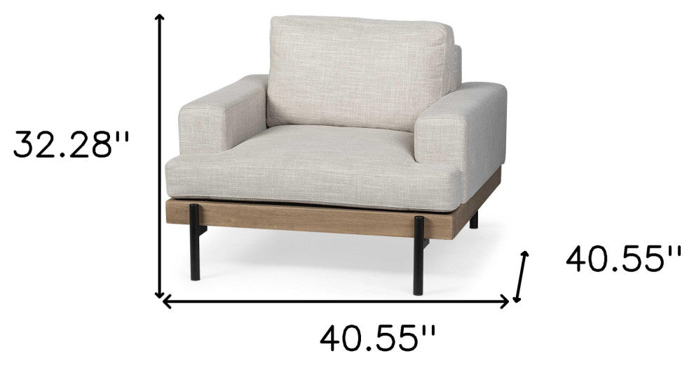 41" Cream and Black Fabric Arm Chair