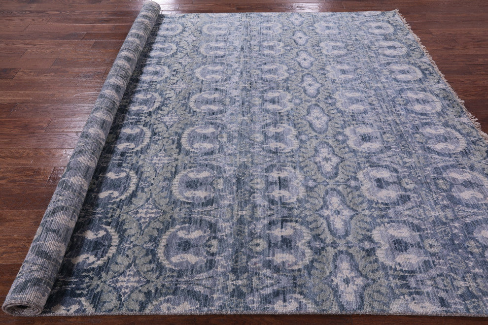 Ikat Hand Knotted Wool Rug 7' 11" X 9' 10" Q8607