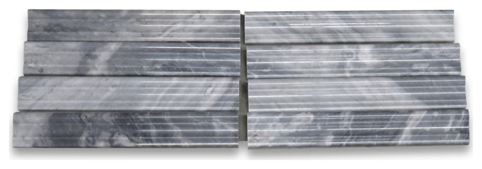 Bardiglio Gray Dark Grey Marble 2x12 Chair Rail Trim Molding Honed, 1 piece