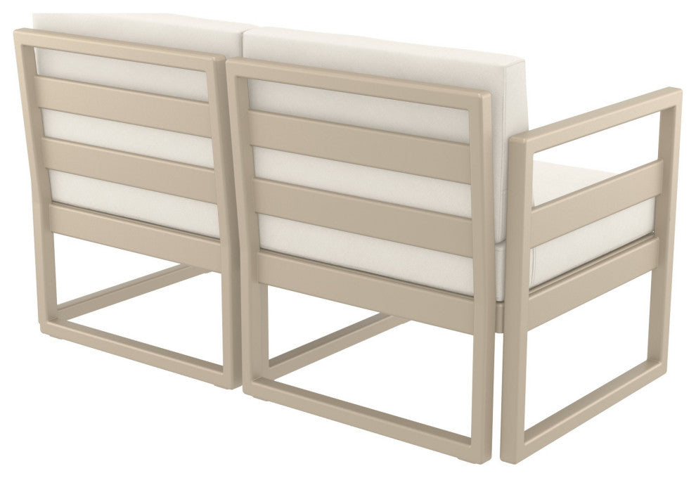 Mykonos Patio Loveseat Taupe With Acrylic Fabric Natural Cushion