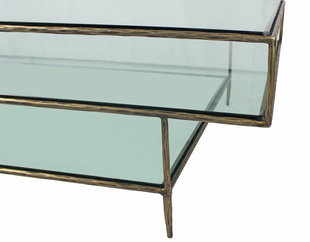 Orlando Milo Cocktail Table with Glass Tops and Forged Iron Frame