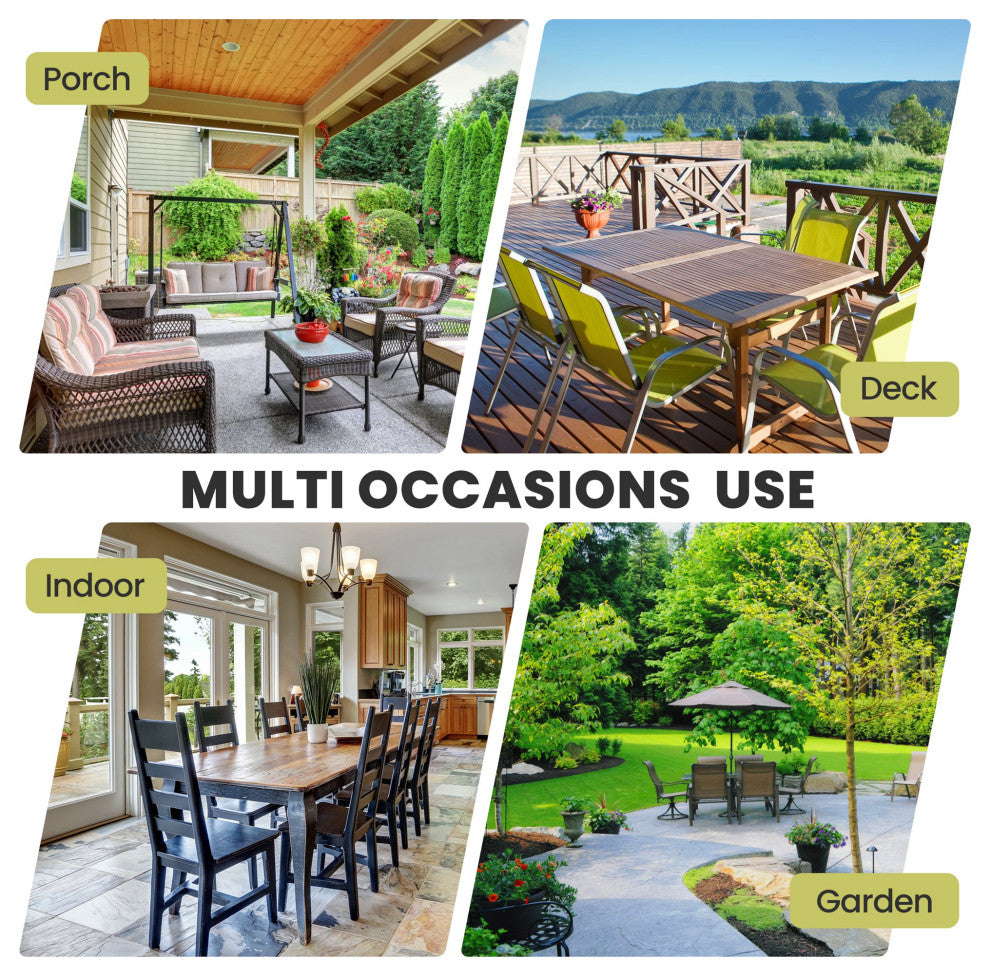 Patio Outdoor 70in Rectangular Wood Top Dining Table Furniture for 6-8 Person, With Umbrella Hole