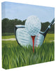 Golf Tee Close Up Green Red Sports Painting, 24"x24", Canvas Art