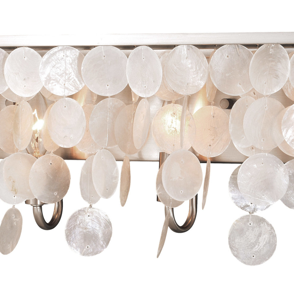 Vaxcel Elsa Capiz Shell 6-Light Vanity Light, Satin Nickel