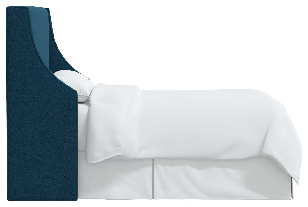 Fully Upholstered Wingback Headboard, Zuma Navy, Queen