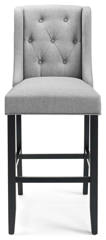 Light Gray Baronet Tufted Button Upholstered Fabric Bar Stool