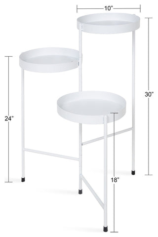 Finn Tri-Level Plant Stand, White 16x21x30