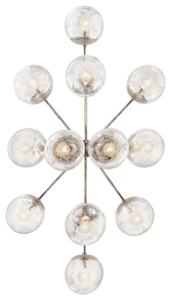 Silvarious Linear Convertible Chandelier, Polished Nickel, 12 Light